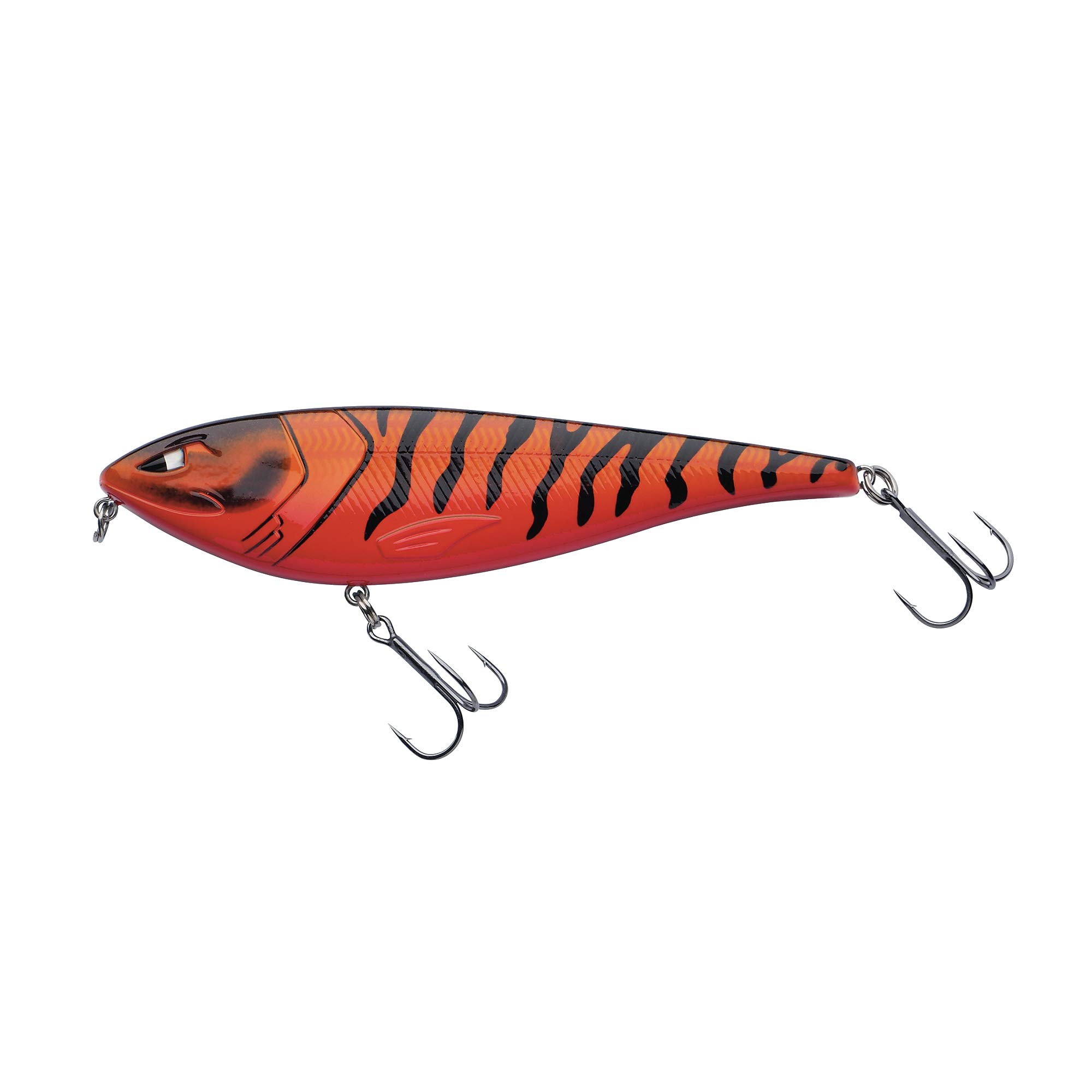 Berkley Zilla Glider, Fishing Hook, Hard Lures, Slow Sinking Glide Bait, Fusion 19 Treble Hooks, Erratic Action, extreme Loud Rattle, Lead Free PredatorFishing, Pike, Unisex, Red Tiger, 18g | 100mm