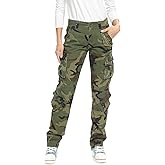 Mesinsefra Women's Cotton Casual Cargo Pants Military Army Tactical Combat Work Trousers with 8 Pockets
