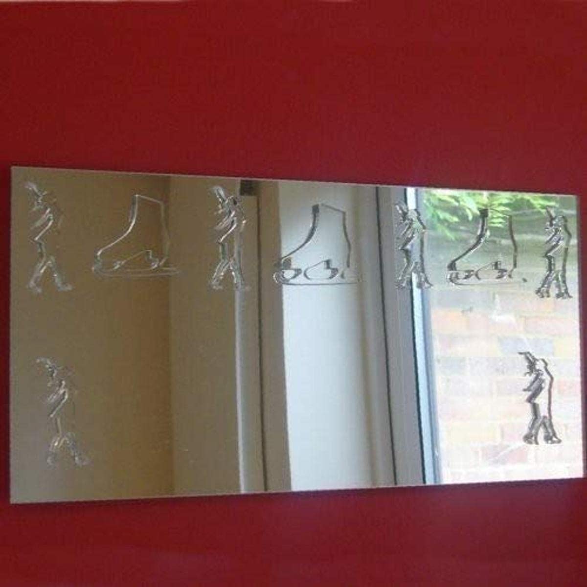 Rectangle Mirror 30cm x 20cm with 6 x 4cm Iceskater Mirrors and 3 x 4cm Ice Skate Boots Mirrors