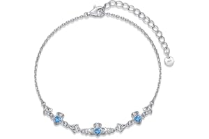 SEIYANG Claddagh Anklet S925 Sterling Silver Irish Celtic Knot Beach Adjustable Foot Ankle Jewelry Birthday Gift for Women Girls, Cable Chain length: 9 inch + 2 inch extender