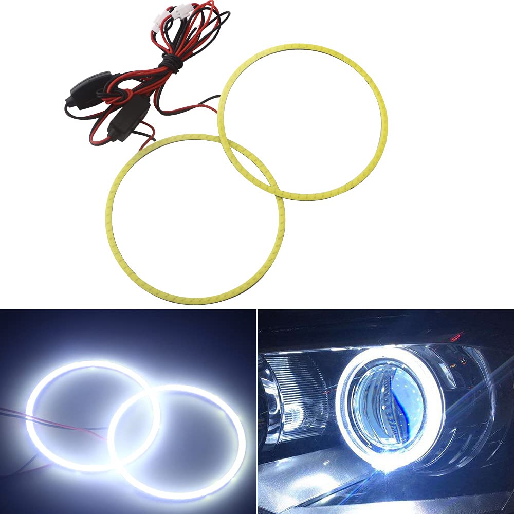 Qasim 110MM Car Light LED Chips 81SMD Angel Eyes Halo Ring Headlight Warning Lamps 12V 24V White(Pack of 2Pcs)