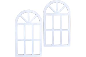 cregugua 2-Pack Rustic Wood Arch Window Frame for Wall Decor 9x15.8 In