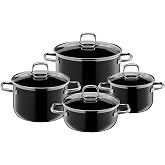 Silit Elegance Line 4-Piece Induction Saucepan Set with Glass Lid, Silargan Functional Ceramic, Induction Pots Set, Nickel-Free, Black