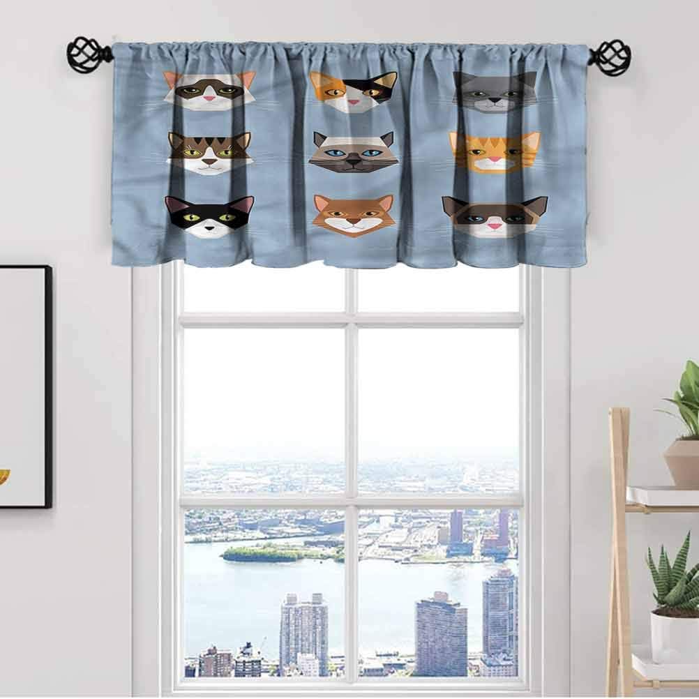 Cat Kitchen Curtain Valance,Contemporary Portraits Set