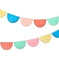 Meri Meri Rainbow Scallop Pennant Banner (Pack of 2), 13' Party Banner Including Excess Cord, Garland Birthday Party Decorations