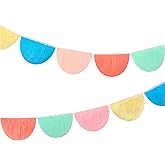 Meri Meri Rainbow Scallop Pennant Banner (Pack of 2), 13' Party Banner Including Excess Cord, Garland Birthday Party Decorations