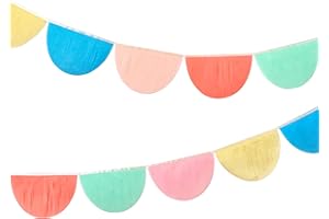 Meri Meri Rainbow Scallop Pennant Banner (Pack of 2), 13' Party Banner Inlcuding Excess Cord, Meri Meri Garland Birthday Party Decorations