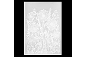 LLOUSSAK 3D Daisy Flowers Embossing Folders, Leaves Background Plastic Embossing Folders, Flower Embossing Folders for Card Making Scrapbooking Other Paper Craft, Crafters Companion