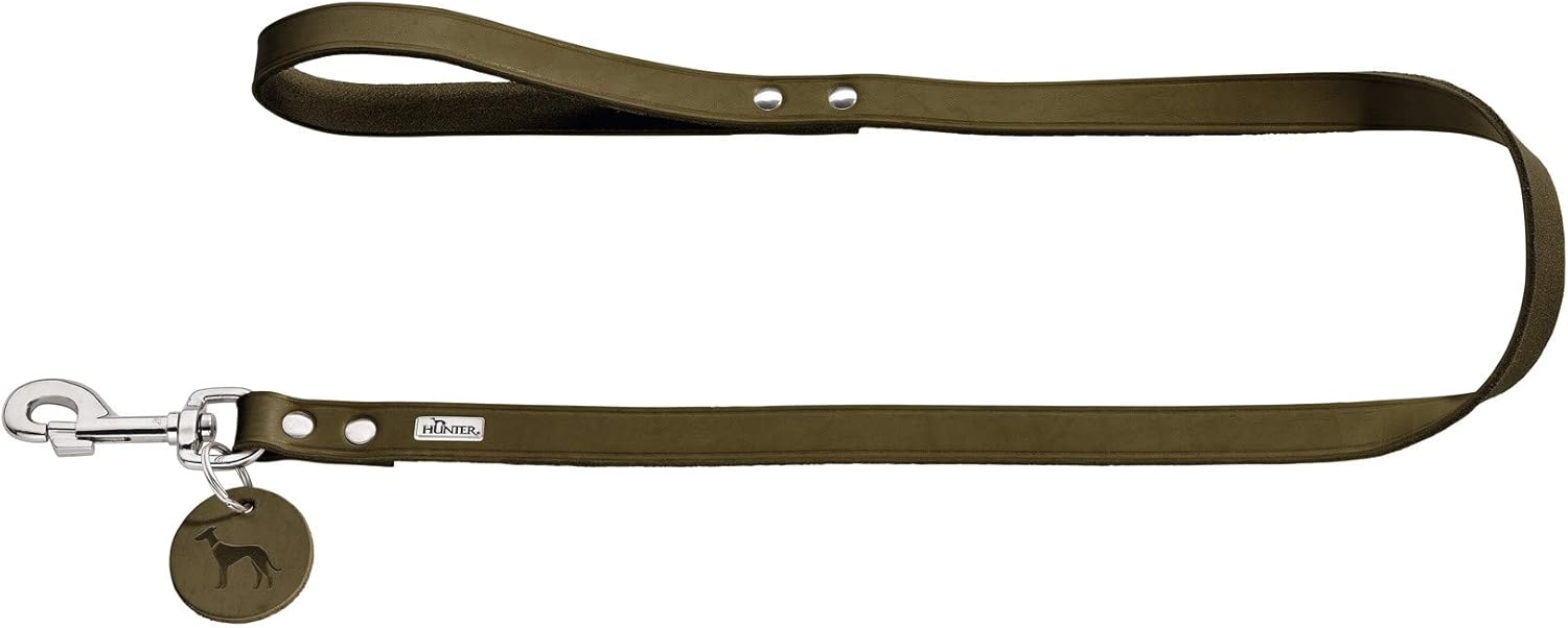 HUNTER Leash, 13/110 67299 Soft genuine cow leather, olive