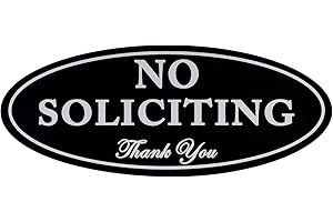 Kichwit No Soliciting Sign with Magnets, Black, 2.8” x 7”, Keeps Unwanted Visitors Away, No Deforming, Residue Free Adhesive Included