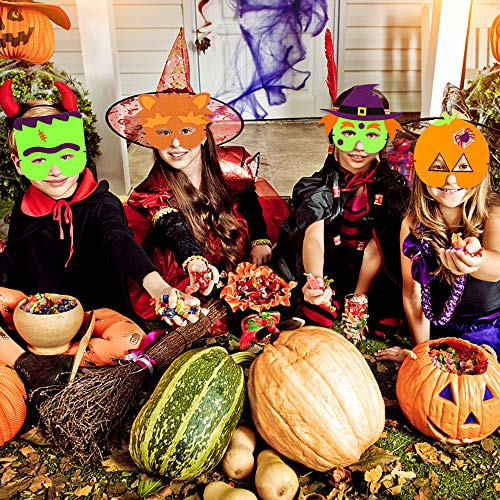 CPPSLEE Halloween Mask Craft Kits- Masks and Cuffs Kit With Stickers, Shapes, Self-Adhesive Foam,Various accessories