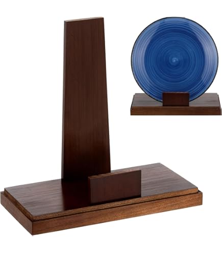 Adjustable Metal Arms Display Easel With Walnut Wood Base - Holder For Rocks, Crystals, Plates, Photos (3.1x3.1x4.6 In)
