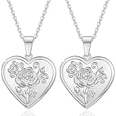 Kawailay 2 Pcs Locket Necklace that Holds Pictures Stainless Steel Locket Pendant Necklace Image Chain Necklaces for Women