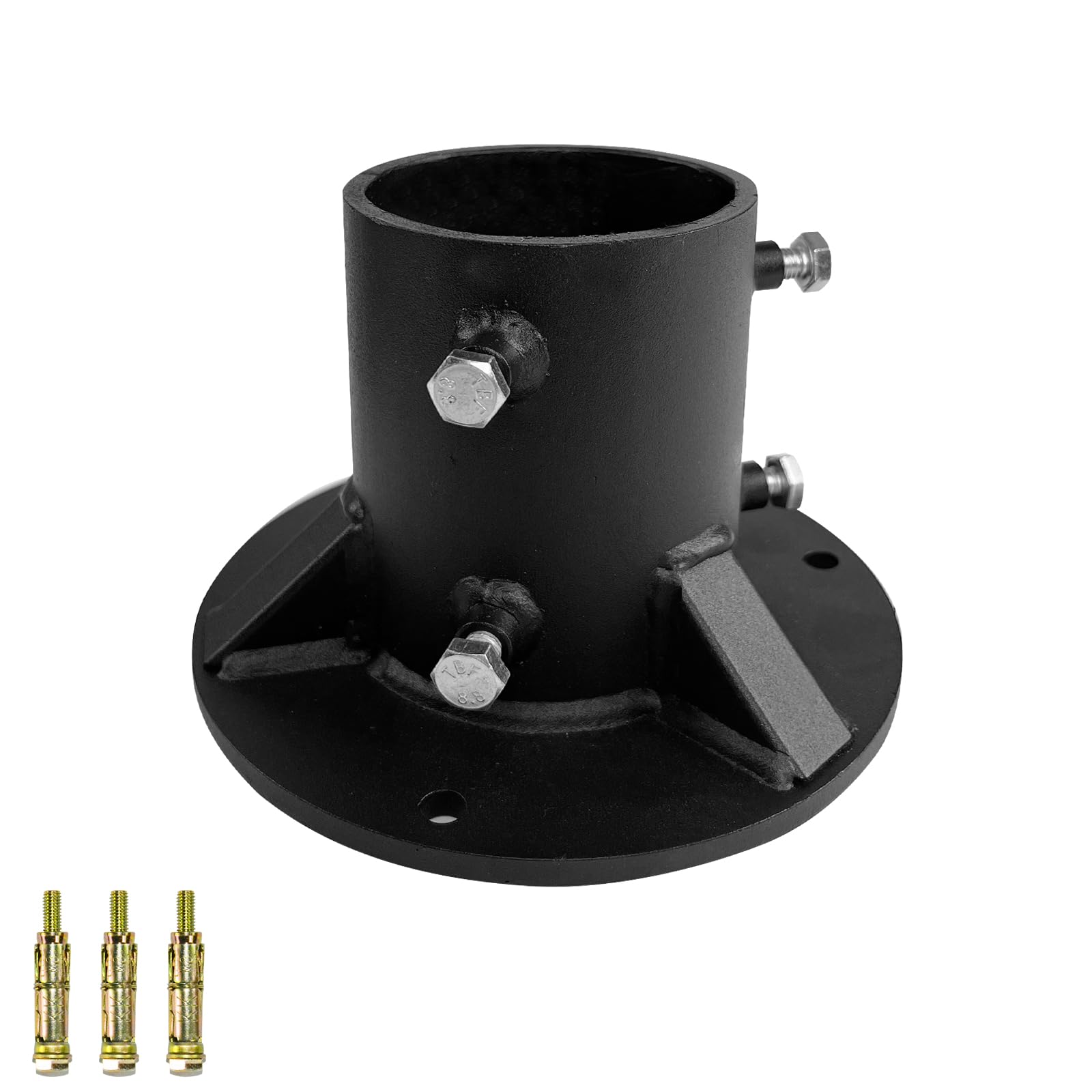Photo 1 of 3"Base Flange,Chain Link Fence Pole Floor Flange, Heavy Solid Fence Post Concrete Mount for Holding The Fence/Mailbox/Flag Round Posts, Bolts/Side Screws are Included