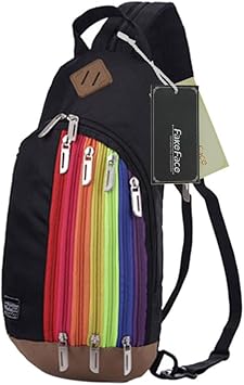 Amazon Co Jp ボディーバッグお洒落 ワンショルダーバッグ 3way リュックサック 可愛い 子供リュック 大容量 メッセンジャーバッグ 軽量 ショルダーバッグ 肩がけ 斜めがけバッグ 19 38 10cm サブバッグ ユニセックス レーンボー ブラック スポーツ アウトドア