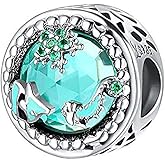 ABAOLA Blue Mermaid Tail & Shell pearl Charm 925 Sterling Silver Ocean Charm Beads for Bracelet & Necklace