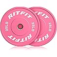 RITFIT Pink Weight Plates, 2 Inch Olympic Barbell Weight Plate, Bumper Plates With Steel Insert, Pink Weights for Gym and Home