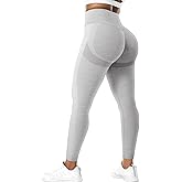YEOREO Scrunch Butt Lift Leggings for Women Workout Yoga Pants Ruched Booty High Waist Seamless Leggings Compression Tights Light Grey Marl S