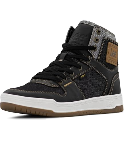 Amazon.com | Lee Men's Noah High-Top Retro Sneaker, Black, 6.5 M