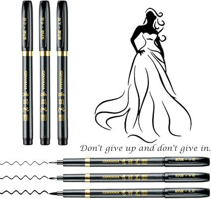 6 Feutre Noir Epaisseurs Différents Marqueur Stylo De