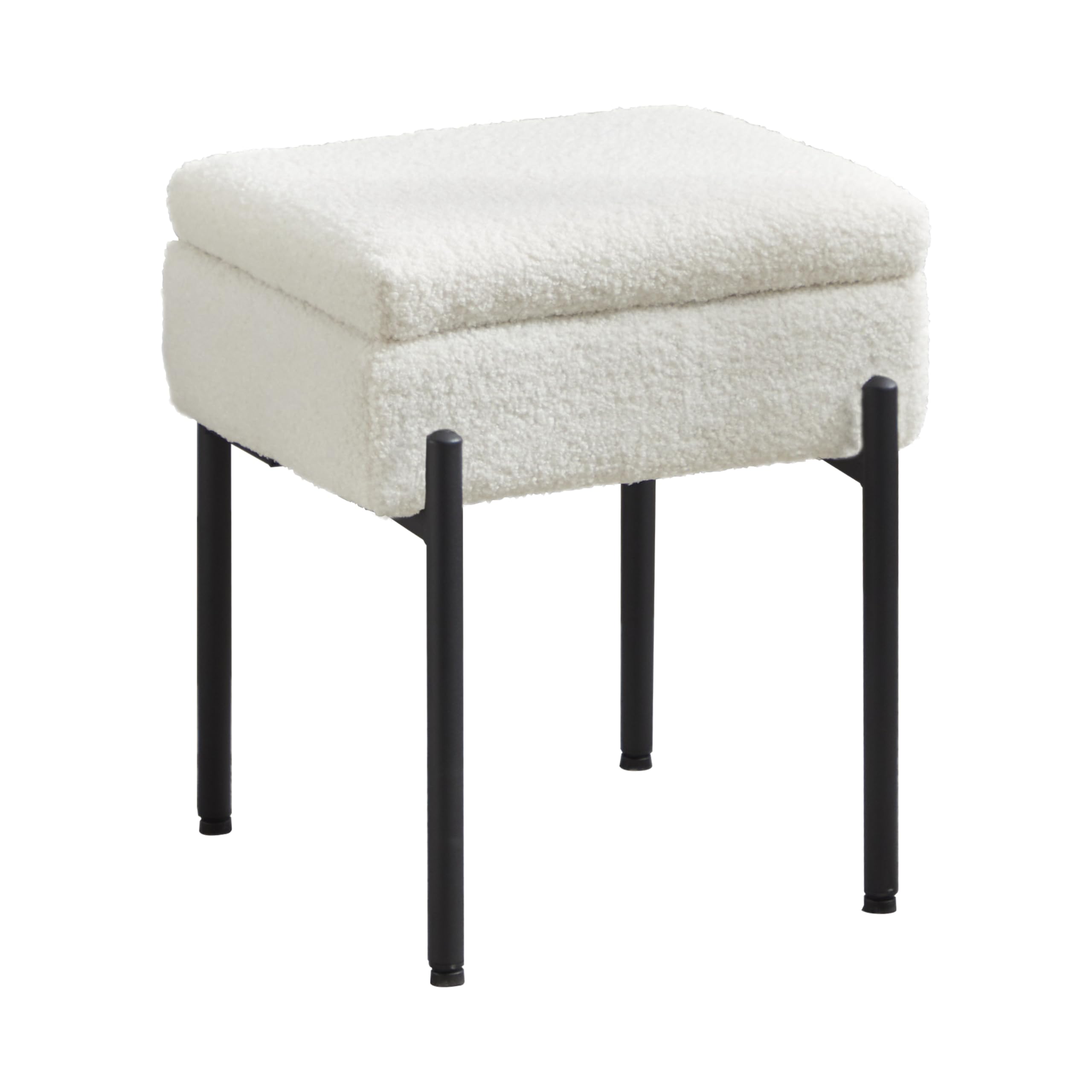 Photo 1 of Vanity Stool Chair, Small Ottoman Stool with Storage, Makeup Vanity Chair with Anti-Slip Feet, Footstool Ottoman with Metal Legs, Storage Chairs for Makeup Room, Bedroom, Living Room (White+Black)