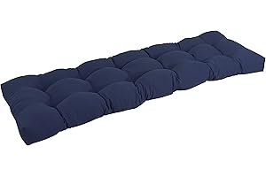 Blazing Needles Twill Tufted Bench Cushion, 60" x 19", Navy