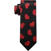 KOOELLE Men's Heart Necktie Tie Holiday Party Black Ties For Men 3.25 inch(8.3cm)