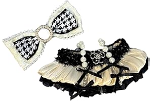 BALABOLA Clothes for 17cm Doll(Clothes Only)– 2-Piece Set Pearl Princess Dress and Pearl Houndstooth Bow Headband for a Unique Dressed-Up Look– Fashion Handmade Accessories for Doll (Black)