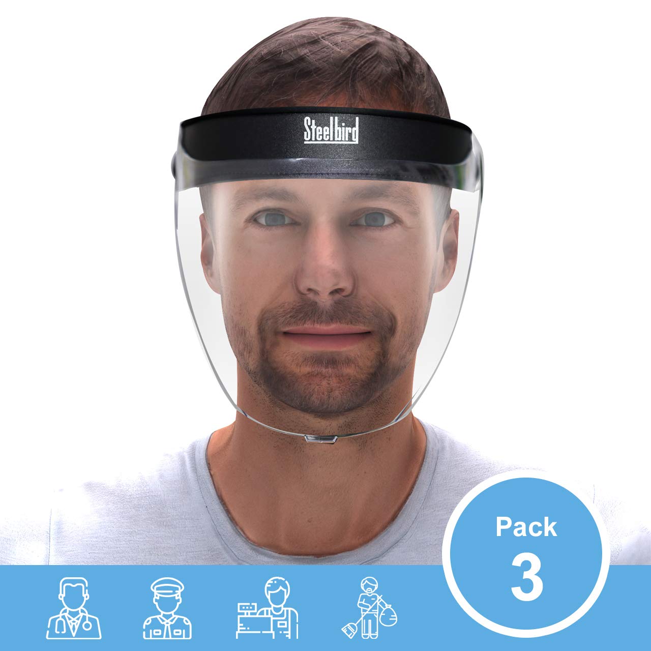 Steelbird SBA2 7Wings Unisex Helmet Visor Face Shield, Static Full