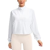 Soothfeel Women's Athletic workout Jacket Lightweight UPF 50+ Long Sleeve Sun Protection Shirts Zip Up Cropped Hiking Tops