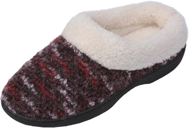Beverly Rock Womens Faux Crochet Wool Speckled Clog Slipper with Fuax Fleece Lining
