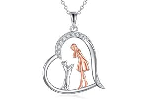 YAFEINI Cat Necklace Pendant Girls 925 Sterling Silver Jewelry Gifts for Women Friends