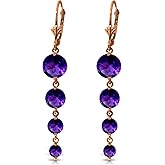 14k Solid Rose Gold Chandelier Earrings with Natural Amethysts