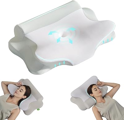 Almohada Cervicales y Cuello, Cómoda y Ergonómica, Almohada Ergonómica para Dormir de Lado, Boca Arriba y Boca Abajo, (39 * 60 * 10/12cm)