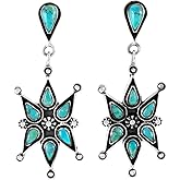 Turquoise Earrings 925 Sterling Silver & Genuine Gemstones (Choose Color)