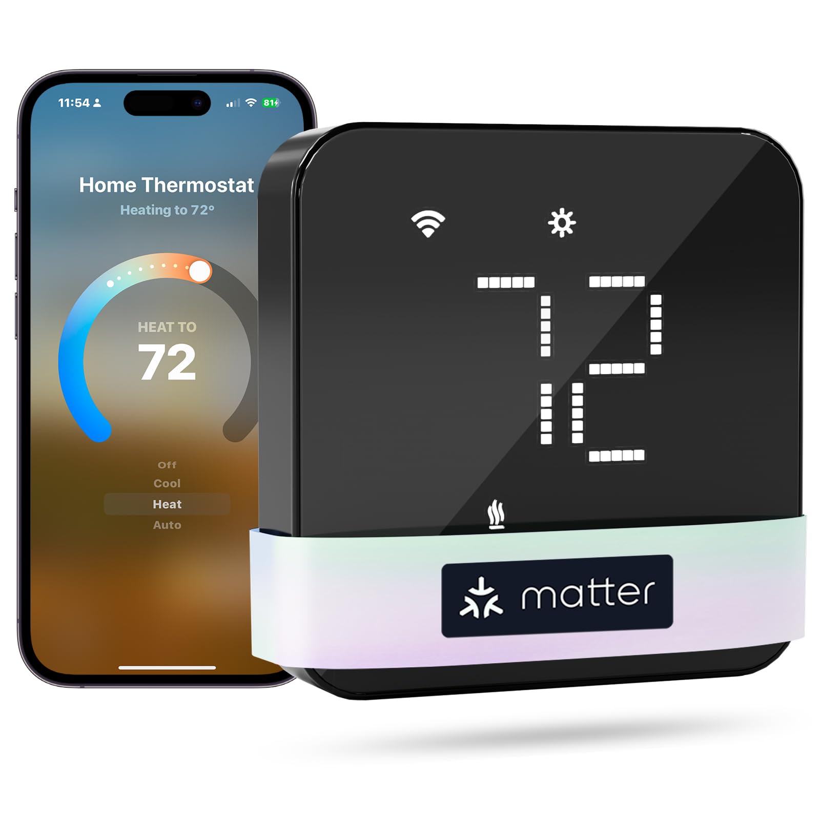 Photo 1 of meross Smart Thermostat for Home, WiFi Thermostat Works with Matter, Alexa, Apple Home, Google Assistant, App & Voice Control, 7x24h Scheduling, Energy Saving, C-Wire Required