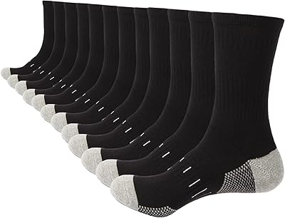 BUDERMMY Socken Herren 43-46 39-42 Wandersocken Crew Sportsocken Gepolstert Trekkingsocken Baumwolle Atmungsaktiv Laufsocke Arbeitssocken