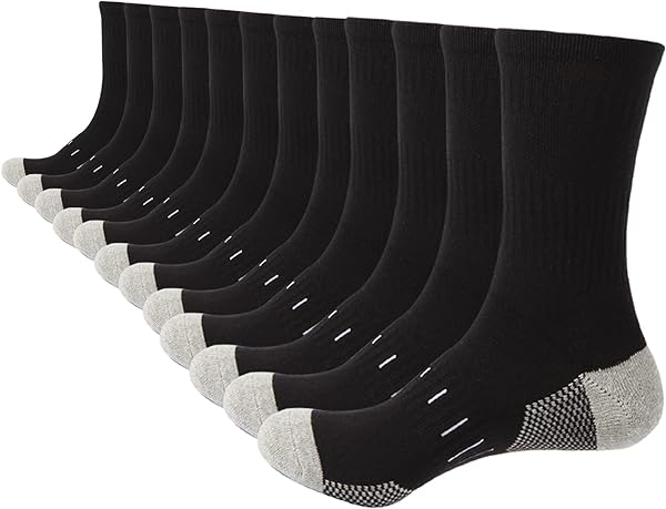 BUDERMMY Socken Herren 43-46 39-42 Wandersocken Crew Sportsocken Gepolstert Trekkingsocken Baumwolle Atmungsaktiv Laufsocke Arbeitssocken