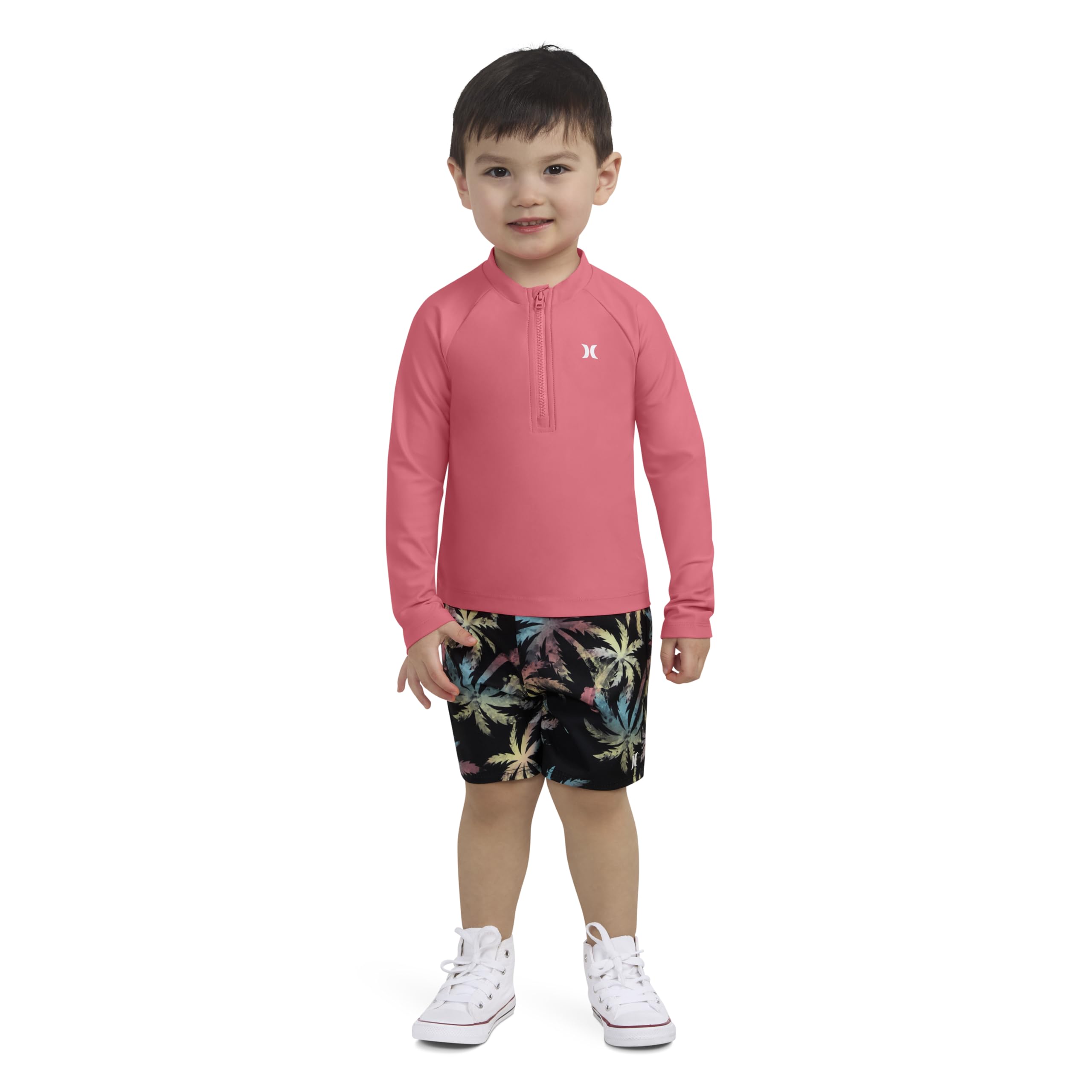Hurley Baby and Toddler Long Sleeve Rash Guard Swim Suit 2-Piece Outfit Set