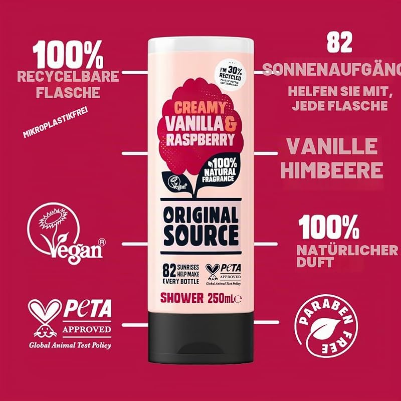 Duschgel Vanille & Himbeere, 250 ml, 6 Stück