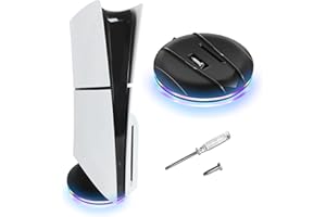 JDGPOKOO Vertical Stand with Lights for PS5 Slim Console, Base Stand Accessories Compatible with PlayStation 5 Slim Disc and 