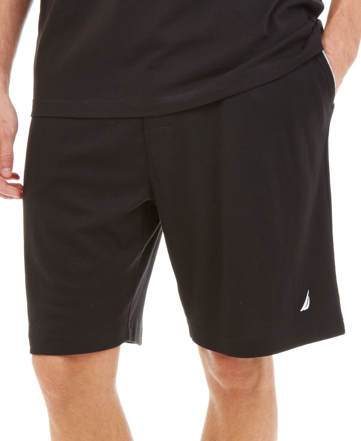 Nautica Men’s Soft Knit Elastic Waistband Sleep Lounge Short, True Black, X-Large