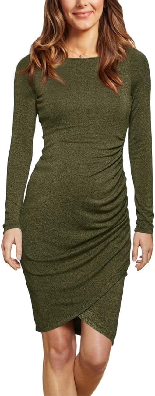 Coolmee Womens Maternity Dresses Casual Ruched Short Sleeve Irregular Bodycon Mini Dress for Women at  Women’s Clothing store