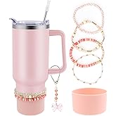 Bracelets for Stanley Cup Accessories, 5 Pcs for Stanley 40 oz&30 oz Tumbler with Handle, with Silicone Boot (Pink)