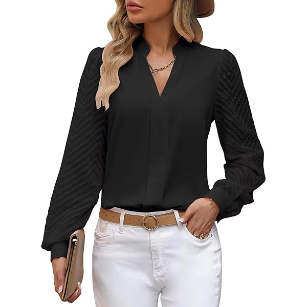 ZOOMOON Ladies Tops and Blouses V Neck Shirts Casual Loose Womens Long  Sleeve Tops Chiffon Blouse Dressy Trendy Black S, Black, Small : Amazon.ca:  Clothing, Shoes \u0026 Accessories