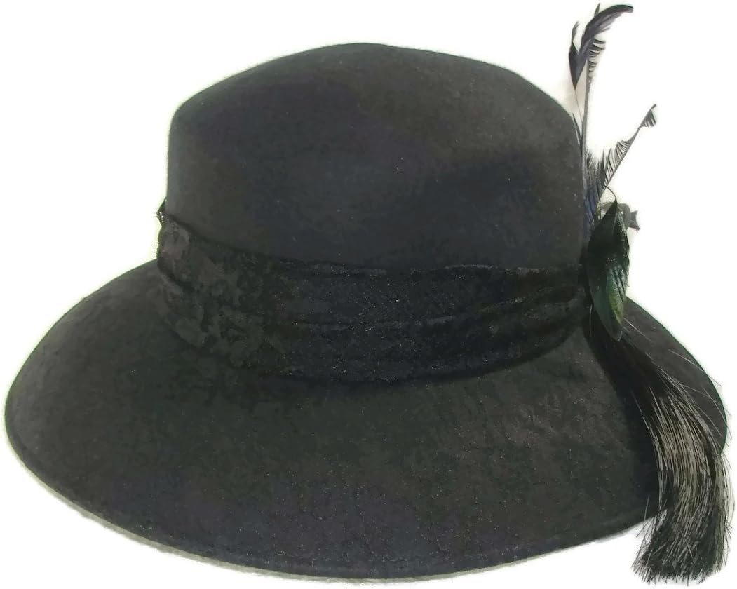 August Hat Fine Millinery Collection Wool Lacy Luxury Range Black One Size