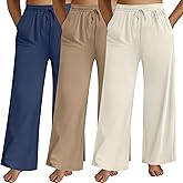 Neer 3 Pack Women's Plus Size Pants Wide Leg Lounge Yoga Pants Casual Baggy Drawstring High Waist Sweatpants with Pockets