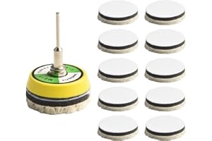 Vasiumic 11-Piece Wool Buffing and Polishing Pads Set Car, Glass, Furniture & Ceramic – 2-Inch (50 mm) Bonnets with Sticky Di