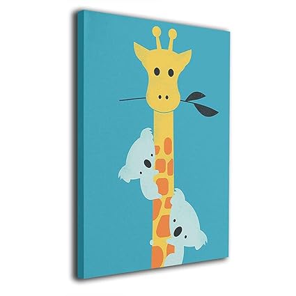 Amazon Com Cute Safari Giraffe Koala Painted Canvas Picture