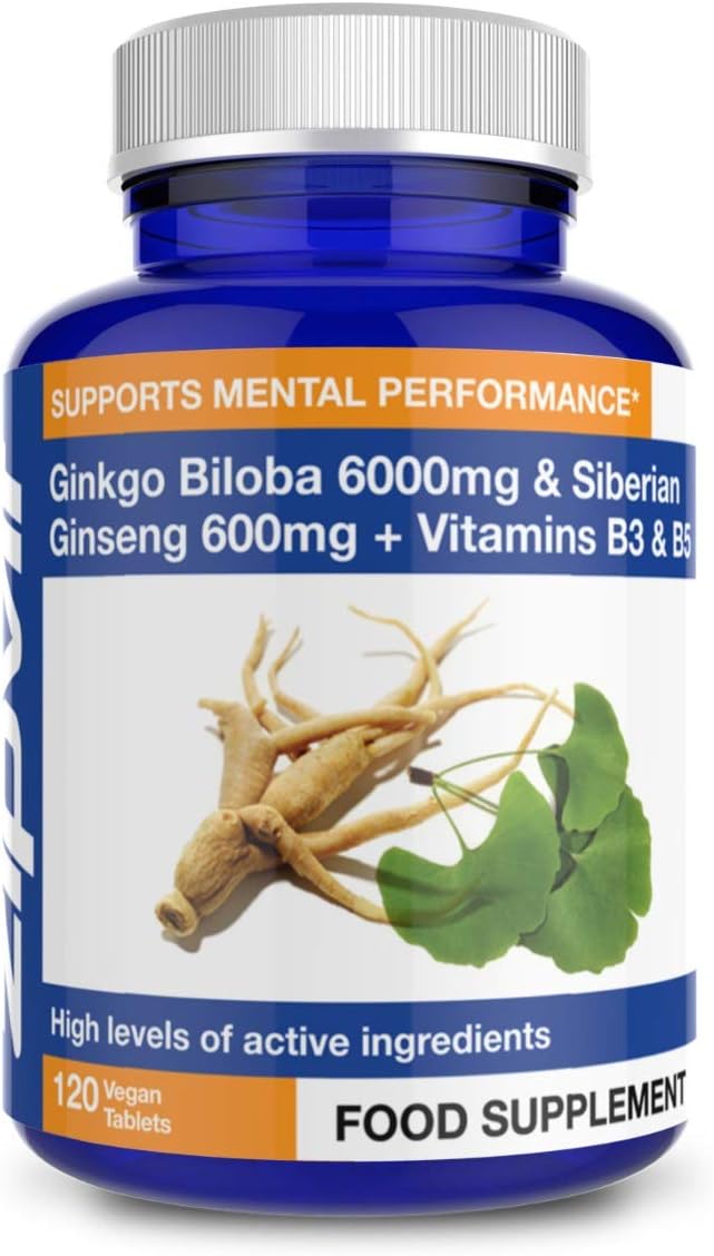 Ginkgo Biloba and Siberian Ginseng, Standardised Ginkgo 6000mg and